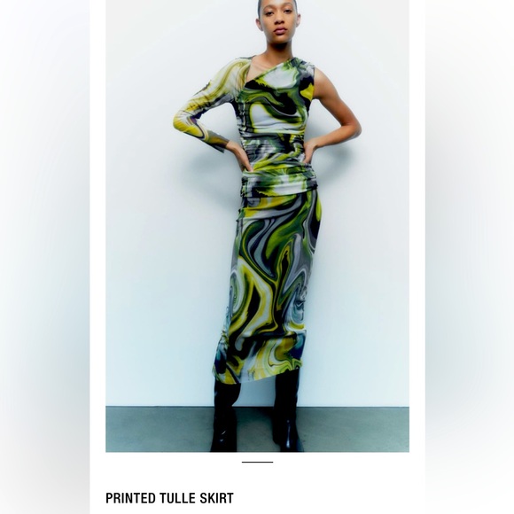 ZARA mesh (lined, semi sheer) multicolored fitted maxi skirt. Small, NWT. - Picture 1 of 5